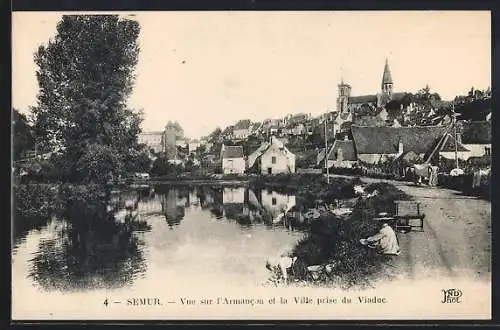 AK Semur, Vue sur l`Armancon et la Ville prise du Viaduc