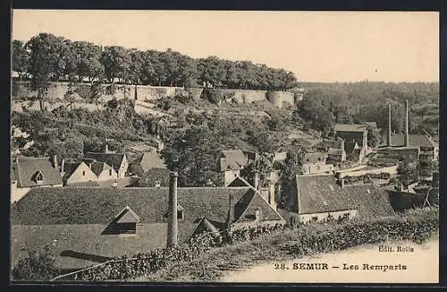 AK Semur, Les Remparts avec vue sur les toits et la forêt