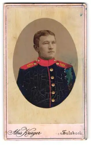 Fotografie Alois Krieger, Sulzbach, junger Soldat in Uniform Rgt. 6, Handkoloriert