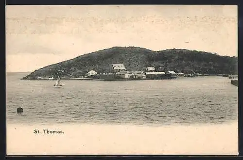 AK St. Thomas, Blick vom Meer auf die Insel