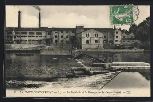 AK La Haye-Descartes, La Papeterie et le Barrage sur la Creuse ouest