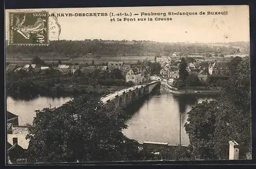 AK La Haye-Descartes, Faubourg St-Jacques de Buxeuil et le Pont sur la Creuse