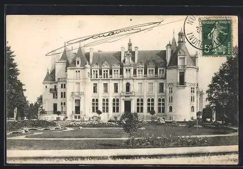 AK Nouzilly, le château de l`Orfraisière, vue de la facade principale et d`un coin du jardin