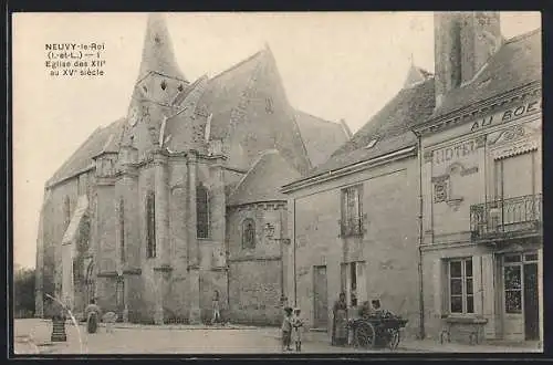 AK Neuvy-le-Roi, Église des XIIe au XVe siècle et bâtiments adjacents