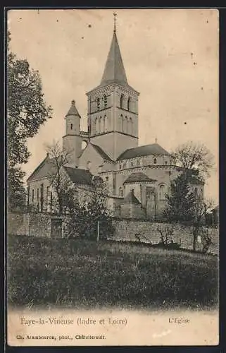 AK Faye-la-Vineuse, l`Église avec son architecture remarquable