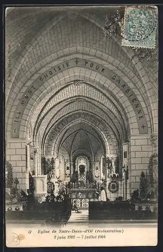 AK Notre-Dame-d`Oé, Église, intérieur restauré, 1902-1904