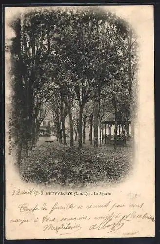 AK Neuvy-le-Roi, le Square avec une gloriette entourée d`arbres