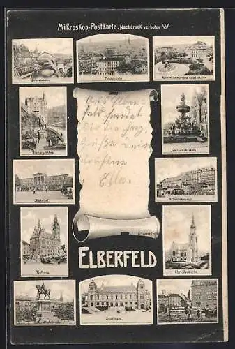 AK Elberfeld, Schwebebahn, Bahnhof, Rathaus, Christuskirche