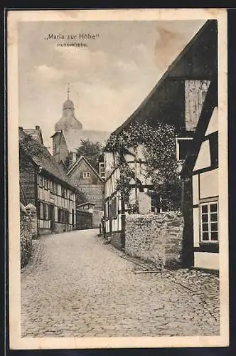 AK Soest, Strassenpartie mit Hohnekirche Maria zur Höhe