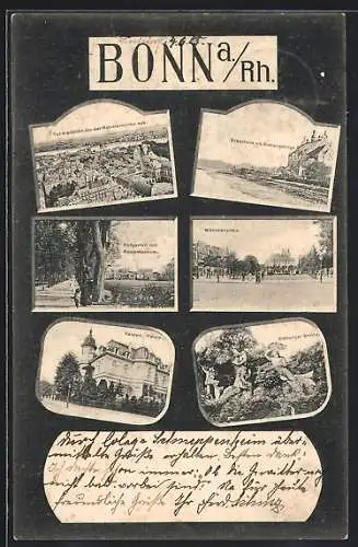 AK Bonn a. Rh., Kaiserl. Palais, Münsterplatz, Stadthalle, Hofgarten