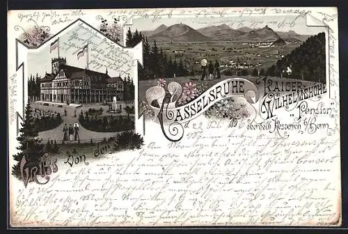 Lithographie Kessenich bei Bonn, Gesamtansicht mit Umgebung, Gasthaus Kasselsruhe