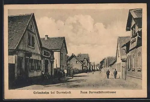 AK Griesheim bei Darmstadt, Neue Darmstädterstrasse mit Anwohnern