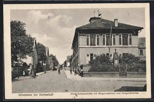 AK Griesheim / Darmstadt, Gross-Gerauerstrasse mit Passanten