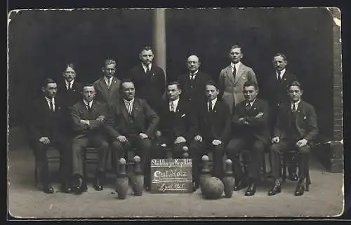 Foto-AK Stühlingen, Stühlinger Kegelklub Gut Holz 1925