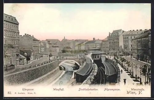 AK Wien, Ufergasse, Wienfluss, Stadtbanstation, Pilgramgasse, Wienstrasse