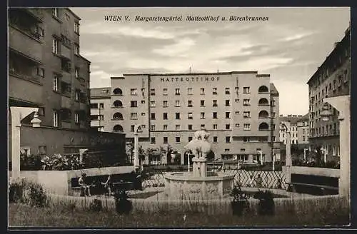 AK Wien, Margaretengürtel mit Matteottihof und Bärenbrunnen
