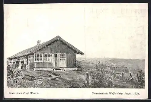 Künstler-AK Wien, Wolfersberg, Sommerschule des Wiener Volksbildungsvereines