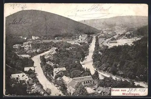 AK Wien, Weidlingau, Ortsansicht aus der Vogelschau