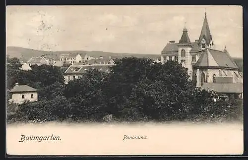 AK Wien, Baumgarten, Panorama mit Kirche