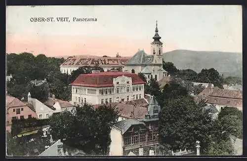 AK Wien, Ober-St. Veit, Panorama mit Kirche