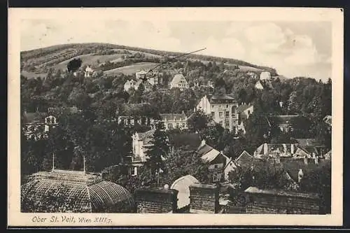 AK Wien, Ober St. Veit, Blick über die Dächer