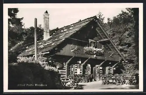 AK Wien, Ob.-St. Veit, Restaurant Alfred Doll`s Weinhaus, Stock im Weg