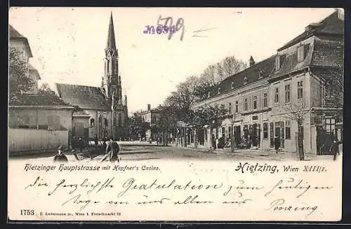 AK Wien, Hietzing, Hietzinger Haupstrasse mit Hopfner`s Casino