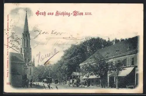 AK Wien, Hietzing, Geschäfte an der Kirche