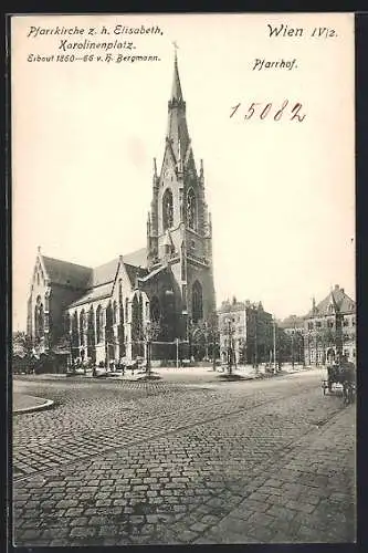 AK Wien, Pfarrkirche z. h. Elisabeth und Pfarrhof, Karolinenplatz