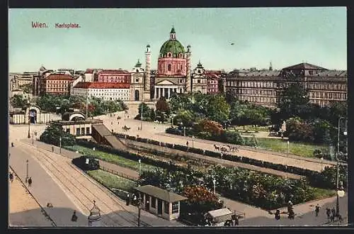 AK Wien, Karlsplatz mit Karlskirche