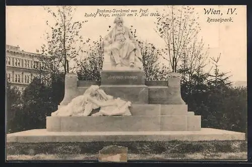 AK Wien, Brahms-Denkmal von Rudolf Weyr, Resselpark