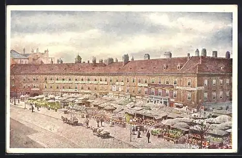 Künstler-AK Wien, Freihaus mit Markt