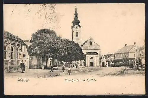 AK Wien, Mauer, Hauptplatz mit Kirche