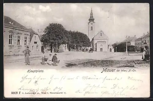 AK Wien, Mauer, Hauptplatz mit Kirche