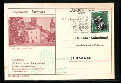 AK Langewiesen /Thüringen, Ausstellung 100 Jahre Postort Langewiesen-4. Briefmarken-Ausstellung des Kreises Ilmenau 1965