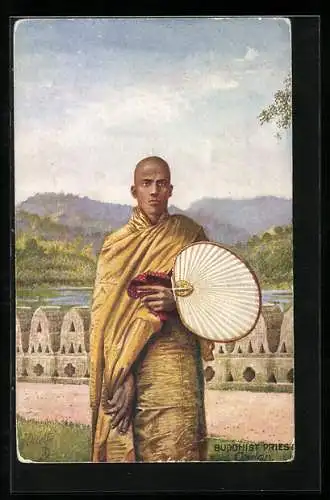 Künstler-AK Raphael Tuck & Suns, Oilette, Ceylon, Buddhist Priest