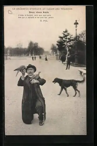 AK Paris, Le charmeur d`Oiseaux au Jardin des Tuileries