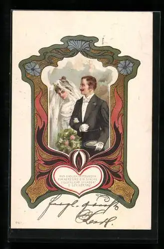 Künstler-AK Carl Münch: Hochzeitspaar, Jugendstil