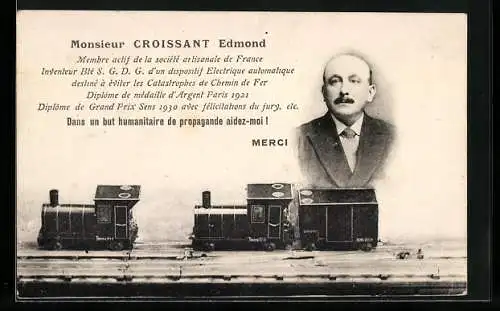 AK Monsieur Edmond Croissant, Modelleisenbahn