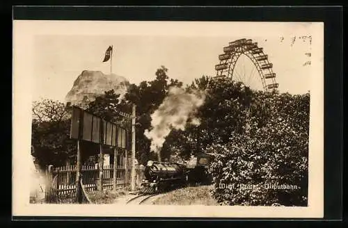 AK Wien, Wiener Prater, Liliputbahn und Riesenrad