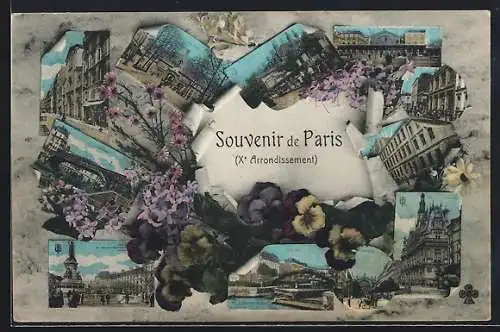 AK Paris, X. Arrondissement, Place de la République, Le pont grange-aux-belles, La gare du nord