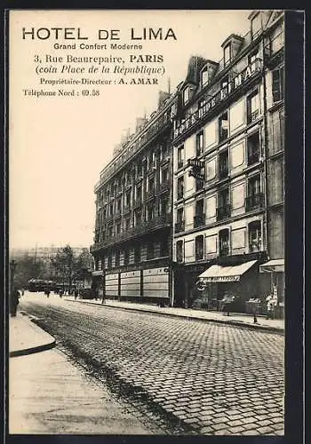 AK Paris, Hotel de Lima in der Rue Beaurepaire