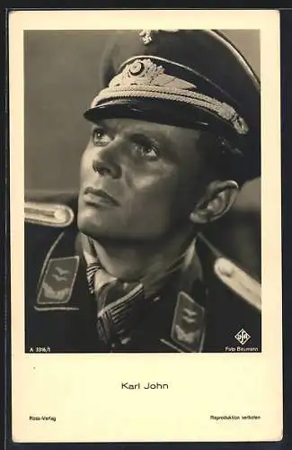 AK Schauspieler Karl John in der Uniform einer Filmrolle