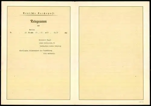 Telegramm Deutsche Reichspost, 1939, Farbige Darstellungen von spielenden Kindern, Grusstelegramm zur Hochzeit