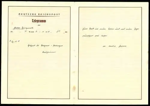 Telegramm Deutsche Reichspost, 1938, Märchenhafte Blumen- und Elfenillustrationen, Zwerge