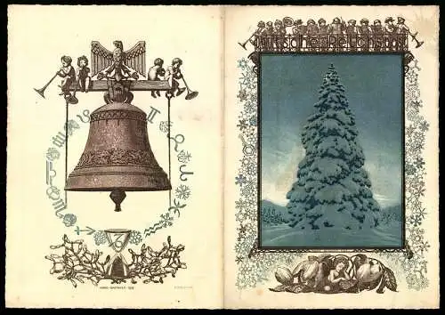 Telegramm Deutsche Reichspost, 1930, Glocke und Schneebedeckter Baum auf Aussenseiten, Entwurf Hanns Bastanier