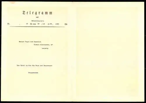 Telegramm Deutsche Reichspost, 1939, Märchenmotiven mit Elfen und Zwergen, Blumengirlanden, Hochzeit