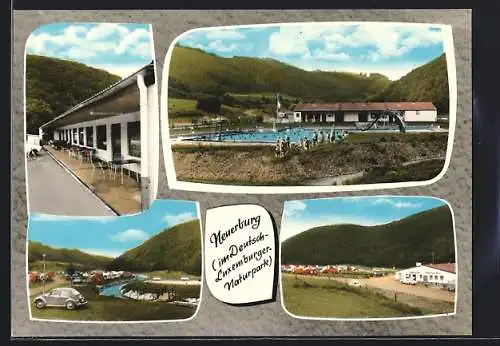 AK Neuerburg /Kr. Bitburg, Schwimmbad, Strassenpartie