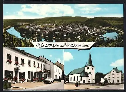 AK Langsur /Trier, Strassenpartie, Ortsansicht, Gemischtwaren Peter Hoffmann, Mesnicherstr. 12