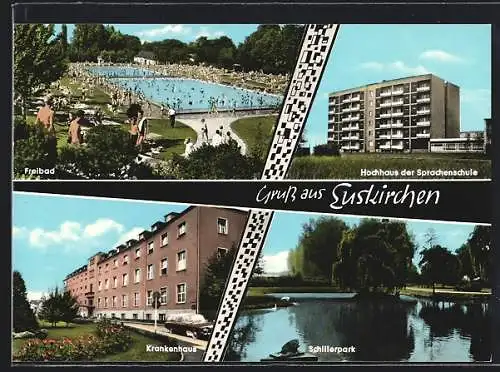 AK Euskirchen, Freibad, Hochhaus der Sprachenschule, Krankenhaus